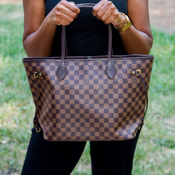 LOUIS VUITTON DAMIER EBENE CANVAS NEVERFULL MM TOTE BAG AR2144 - Picture 5 of 6